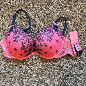 Pink and Navy Floral Women's VS Bra